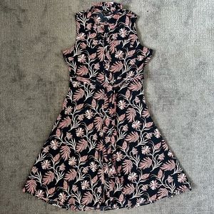 Banana Republic Printed Sleeveless Belted Shirt Dress